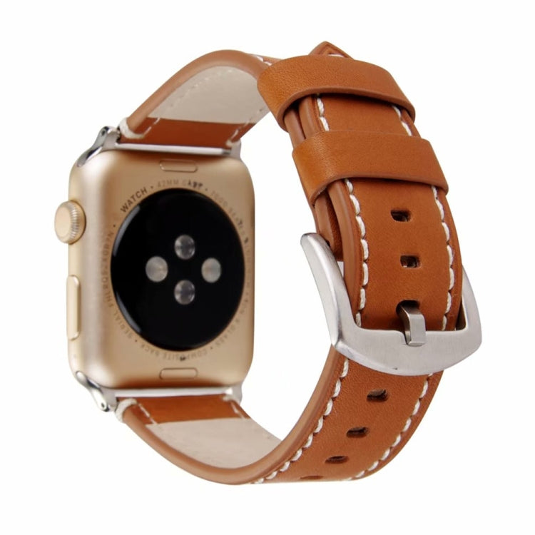 Calfskin Genuine Leather Watchband For Apple Watch Series 6 & SE & 5 & 4 44mm / 3 & 2 & 1 42mm, For Apple Watch Series 7 45mm / 6 & SE & 5 & 4 44mm / 3 & 2 & 1 42mm