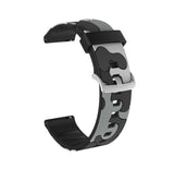 Camouflage Silicone Replacement Wrist Strap Watchband with Silver Buckle, 20mm For Samsung Galaxy Watch 3 41mm, 22mm For Samsung Galaxy Watch 3 45mm, 20mm For Samsung Galaxy Watch Active2 44mm, 20mm For Huawei Watch GT 2 42mm                           ...