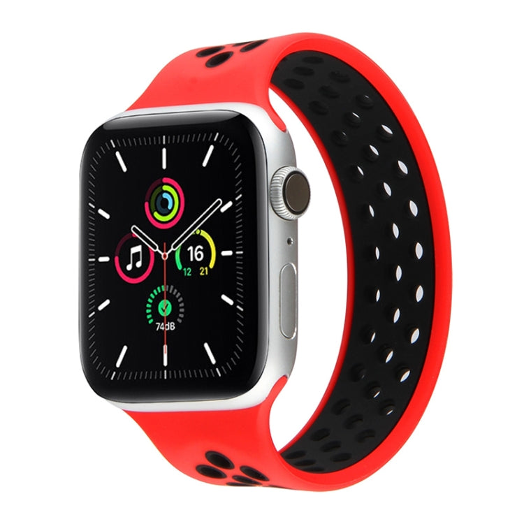 Elastic Silicone Watchband For Apple Watch Series 6 & SE & 5 & 4 40mm / 3 & 2 & 1 38mm, Length: 160mm, 160mm (White Black), 160mm (Black), 160mm (Black Yellow), 160mm (Black Grey), 160mm (Red Black), 160mm (Black White), 160mm (Black Red)              ...