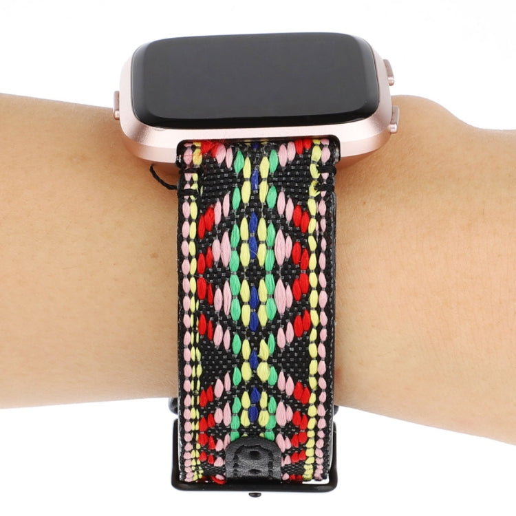 For Fitbit Versa Ethnic Style Genuine Leather Strap
