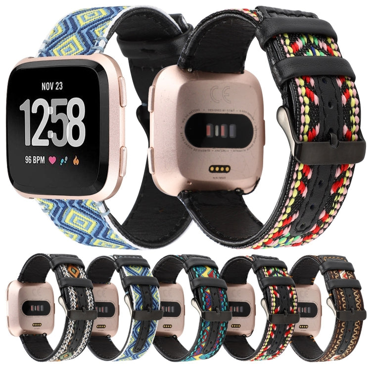 For Fitbit Versa Ethnic Style Genuine Leather Strap