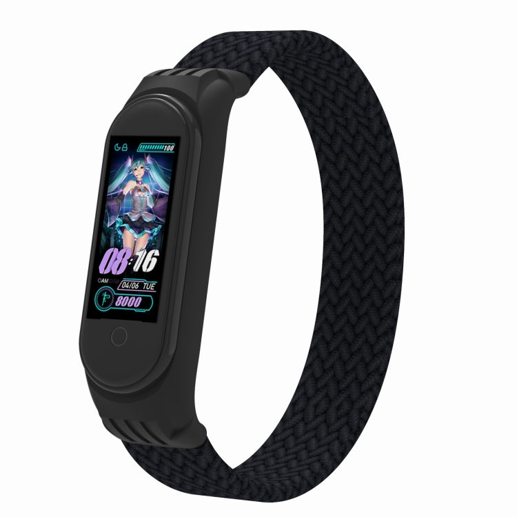 For Xiaomi Mi Band 5 / 4 / 3 / Huami Single Lap Braided Yarn + TPU Wrist Strap Watchbands, S, M, L