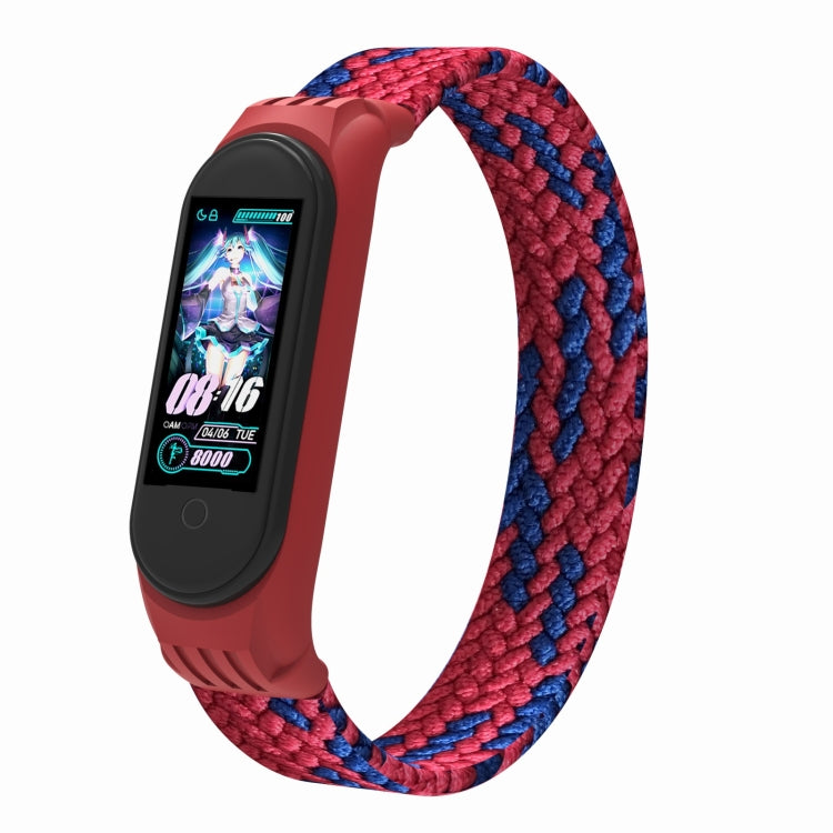 For Xiaomi Mi Band 5 / 4 / 3 / Huami Single Lap Braided Yarn + TPU Wrist Strap Watchbands, S, M, L