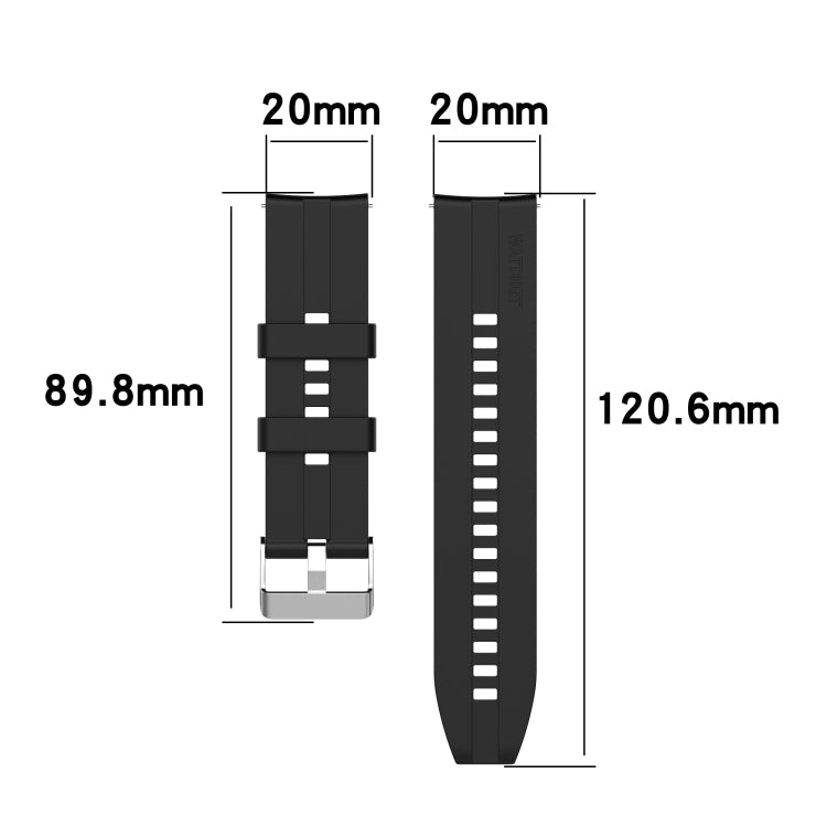 For Amazfit GTS 2e / GTS 2 20mm Silicone Replacement Strap Watchband with Silver Buckle, For Amazfit GTS 2e