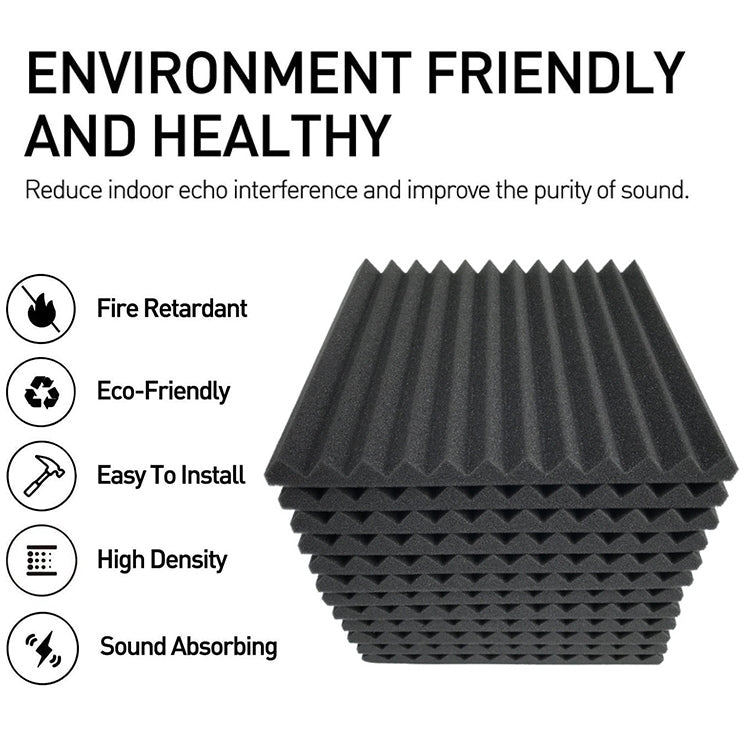 30x30x2.5cm Triangular Groove Style Recording Studio Drum Video Room Sound Insulation Board Silencer Cotton, 6 PCS, 10 PCS, 12 PCS, 20 PCS, 24 PCS