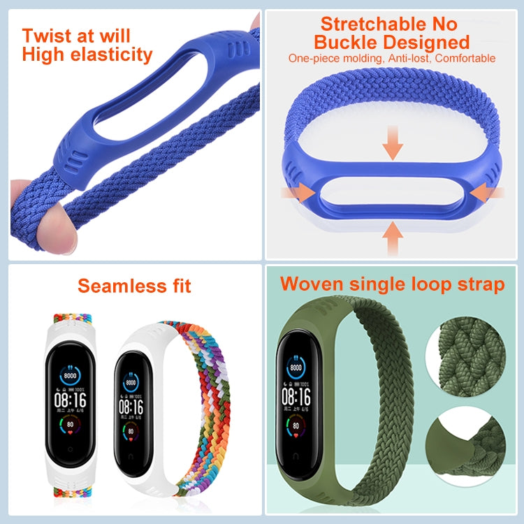 For Xiaomi Mi Band 6 / 5 / 4 / 3 / 2 Universal Silicone Elasticity Weave Replacement Strap Watchband, XS 140mm, S 150mm, M 160mm, L 170mm