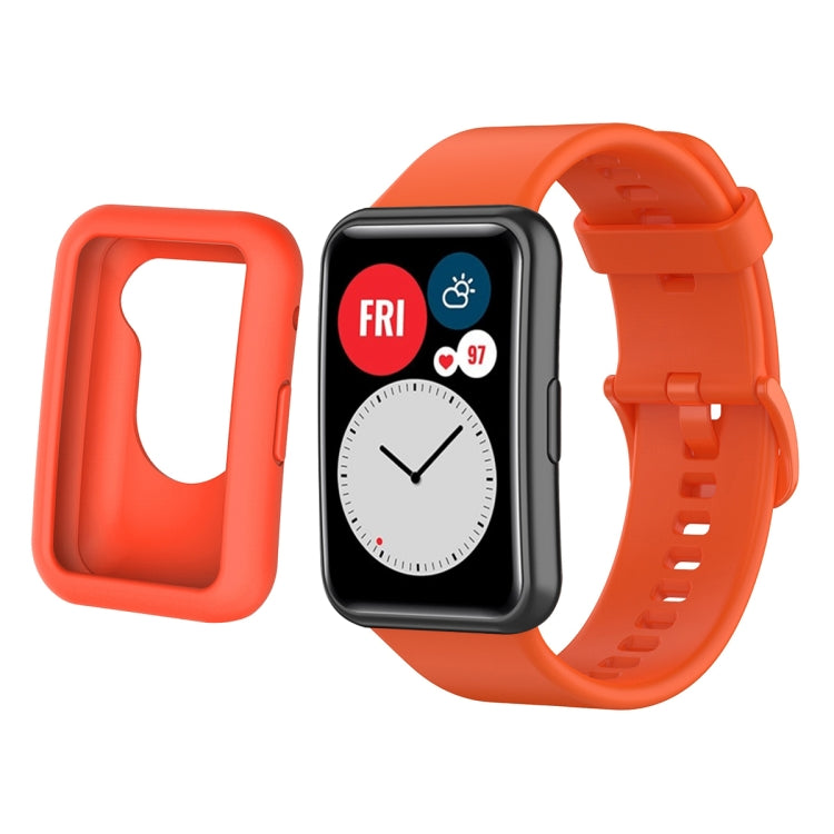 For Huwei Watch Fit Protective Silicone Case + Silicone Watchband Kit