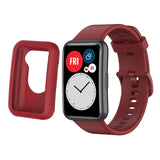 For Huwei Watch Fit Protective Silicone Case + Silicone Watchband Kit