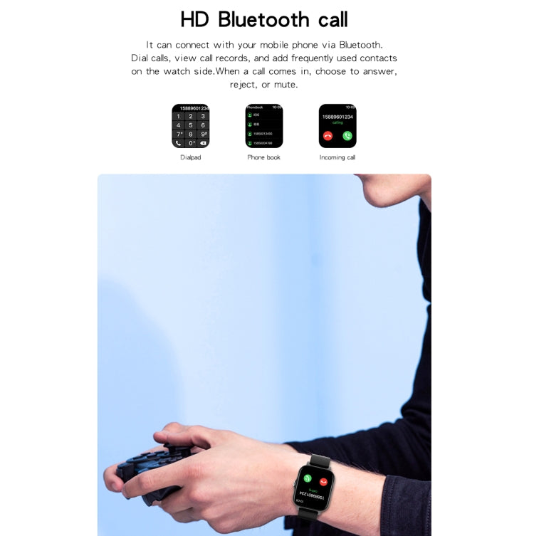 GY13 1.69 inch TFT Screen IP67 Waterproof Smart Watch, Support Music Control / Bluetooth Call / Heart Rate Monitoring / Blood Pressure Monitoring, Silicone Strap, Steel Strap