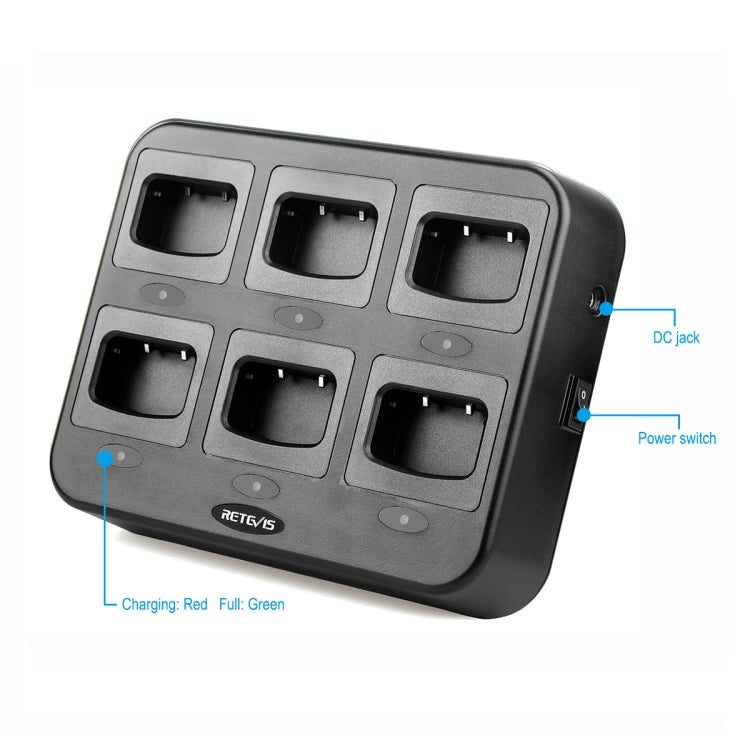 RETEVIS RTC777 Six-Way Walkie Talkie Charger for Retevis H777,, RTC777 AU Plug, RTC777 US Plug, RTC777 EU Plug, RTC777 UK Plug