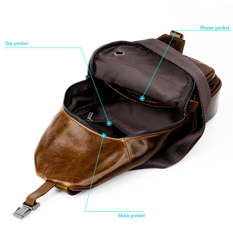 Men Leather Chest Bag Retro Shoulder Bag