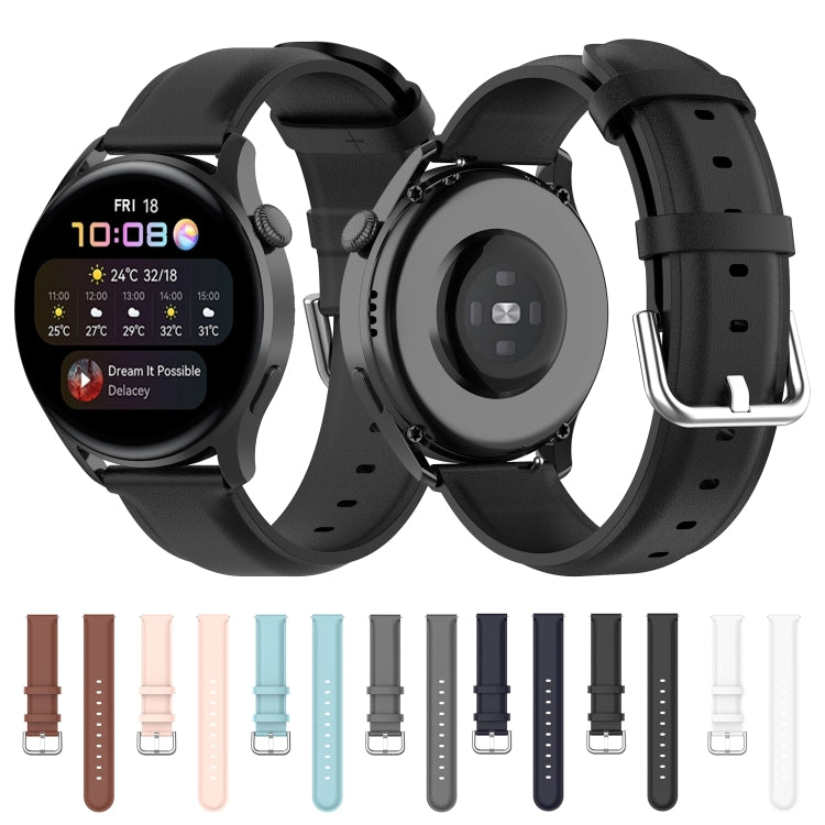 For Huawei Watch 3 / 3 Pro 22mm Round Tail Leather Replacement Strap Watchband