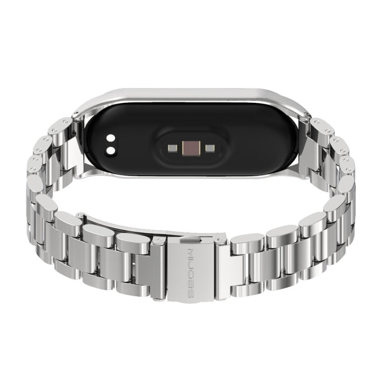 For Xiaomi Mi Band 6 / 5 / 4 / 3 CS Metal Three Bead Stainless Steel Replacement Watchband