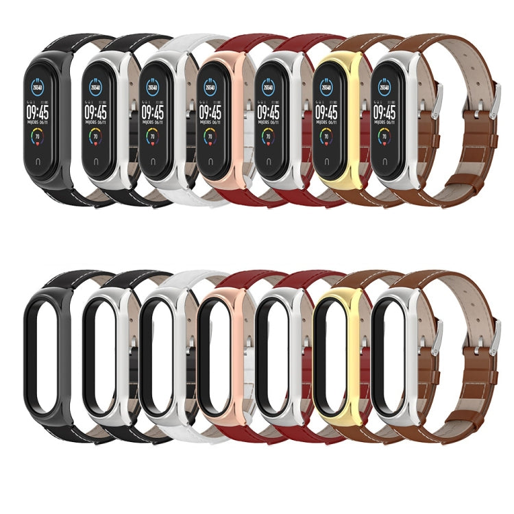 For Xiaomi Mi Band 6 / 5 / 4 / 3 CS First Layer Cowhide Replacement Watchband