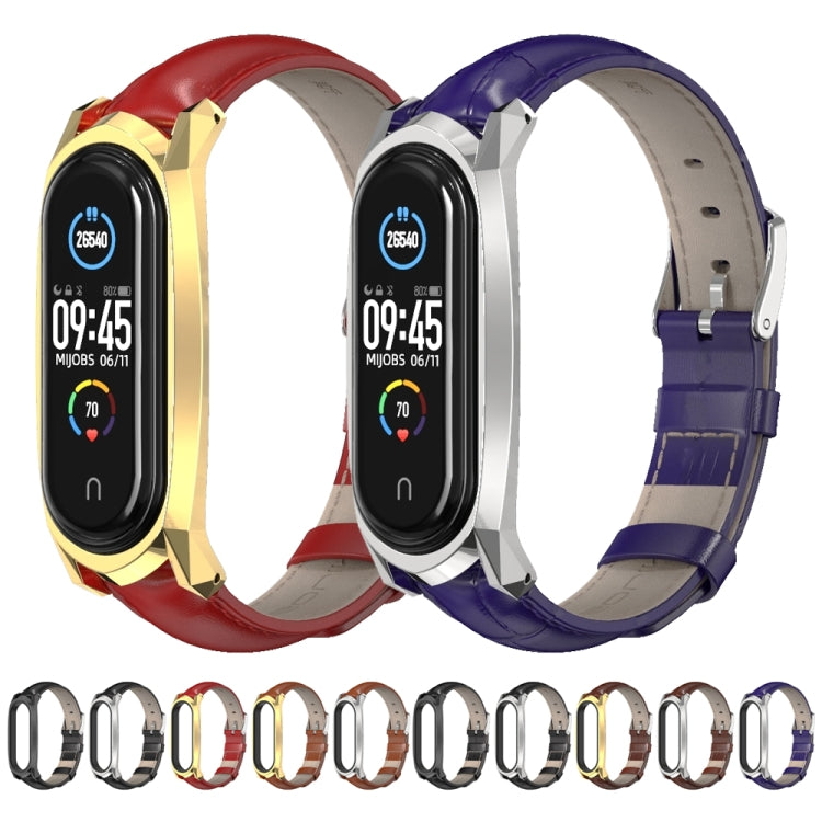 For Xiaomi Mi Band 6 / 5 / 4 / 3 Mijobs GT First Layer Cowhide Replacement Watchband