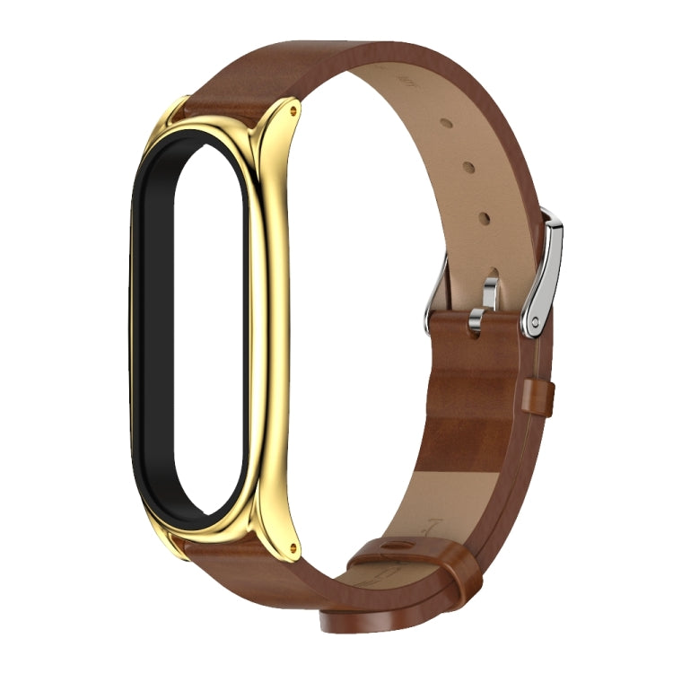 For Xiaomi Mi Band 6 / 5 / 4 / 3 Mijobs Metal Case Crazy Horse Texture PU Microfiber Plus Replacement Watchband