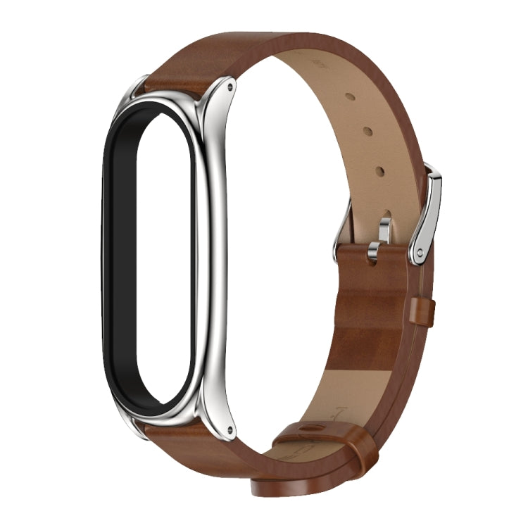 For Xiaomi Mi Band 6 / 5 / 4 / 3 Mijobs Metal Case Crazy Horse Texture PU Microfiber Plus Replacement Watchband