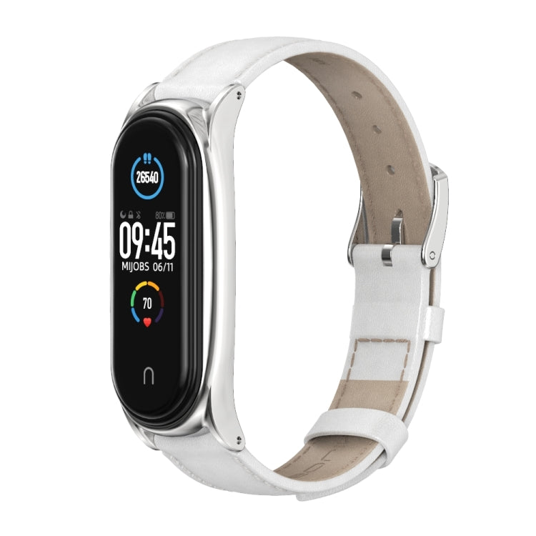 For Xiaomi Mi Band 6 / 5 / 4 / 3 Mijobs First Layer Cowhide Plus Replacement Watchband