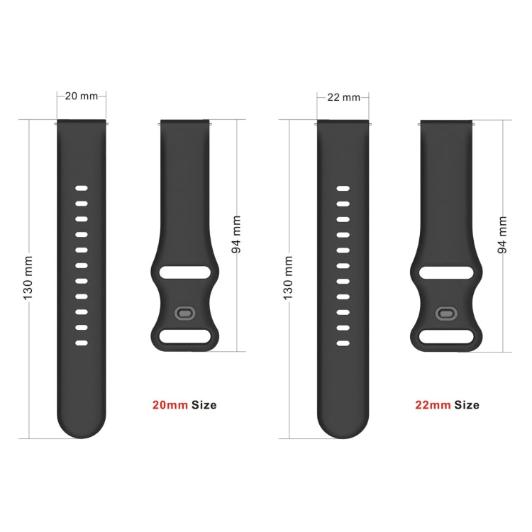 For Garmin Venu / Samsung Galaxy Watch Active 2 Universal Inner Back Buckle Perforation Silicone Replacement Strap Watchband, 20mm, 22mm
