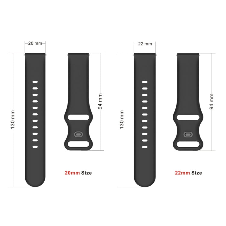 For Xiaomi Haylou RT RS3 LS04 / LS05S Universal Inner Back Buckle Perforation Silicone Replacement Strap Watchband, 20mm, 22mm