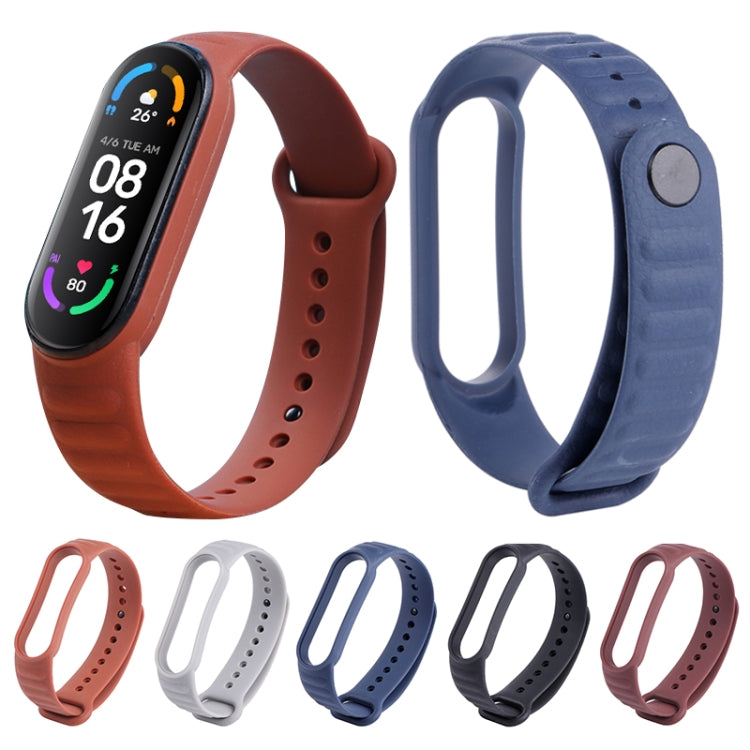 For Xiaomi Mi Band 6 / 5 Universal Silicone Leather Texture Replacement Strap Watchband