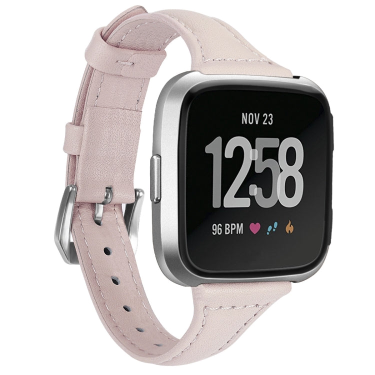 For Fitbit Versa 2 Smart Watch Genuine Leather Wrist Strap Watchband, Shrink Version