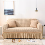 Living Room Stretch Full Coverage Skirt Style Sofa Cover, Size: Double M 145-185cm