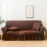 Living Room Stretch Full Coverage Skirt Style Sofa Cover, Size: Double M 145-185cm