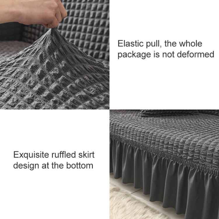 Living Room Stretch Full Coverage Skirt Style Sofa Cover, Size: Double M 145-185cm