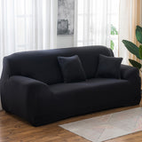 145-185cm Four Seasons Solid Color Elastic Full Coverage Non-slip Sofa Cover Black