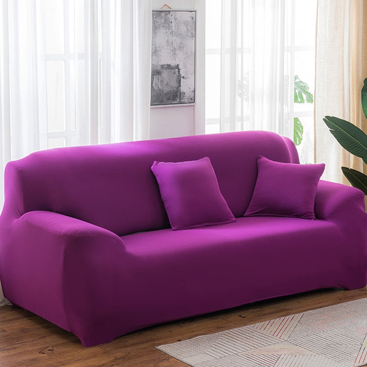 145-185cm Four Seasons Solid Color Elastic Full Coverage Non-slip Sofa Cover Red Purple