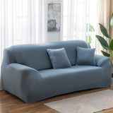 145-185cm Four Seasons Solid Color Elastic Full Coverage Non-slip Sofa Cover Grey Blue
