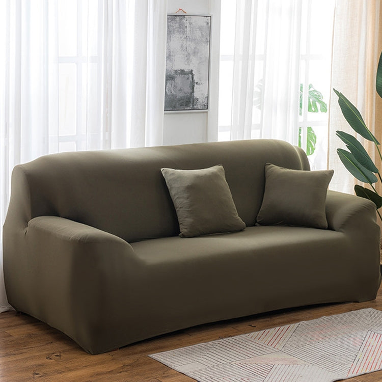145-185cm Four Seasons Solid Color Elastic Full Coverage Non-slip Sofa Cover Army Green