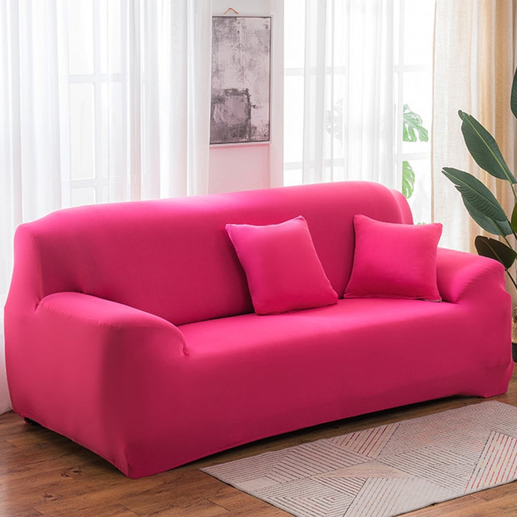 145-185cm Four Seasons Solid Color Elastic Full Coverage Non-slip Sofa Cover Rose Red