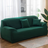 145-185cm Four Seasons Solid Color Elastic Full Coverage Non-slip Sofa Cover Dark Green