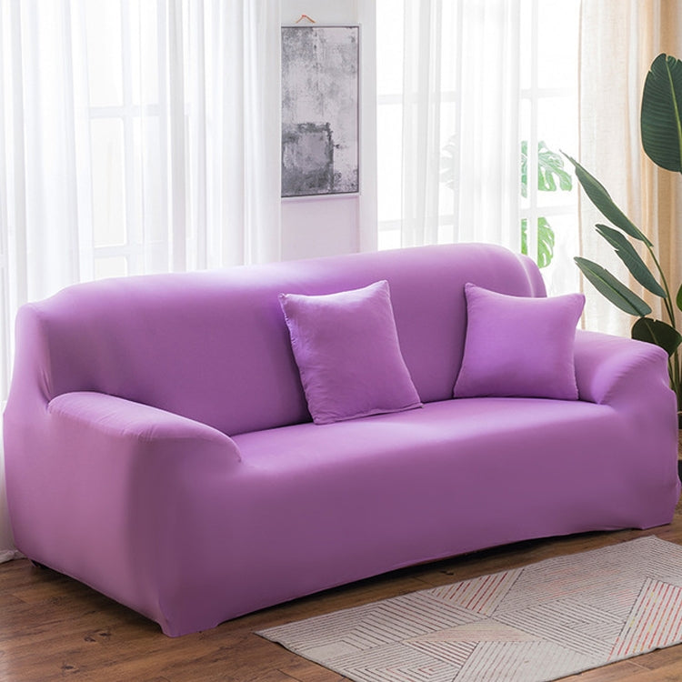 145-185cm Four Seasons Solid Color Elastic Full Coverage Non-slip Sofa Cover Light Purple