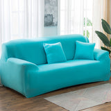 145-185cm Four Seasons Solid Color Elastic Full Coverage Non-slip Sofa Cover Sky Blue