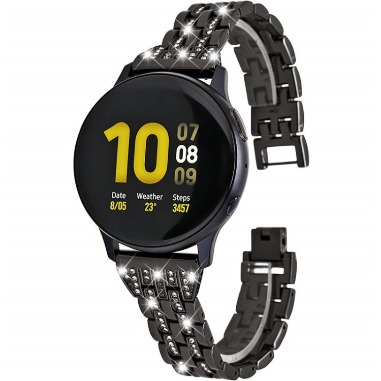 For Samsung Smart Watch Double Rows Diamond Steel Replacement Strap Watchband, 22mm