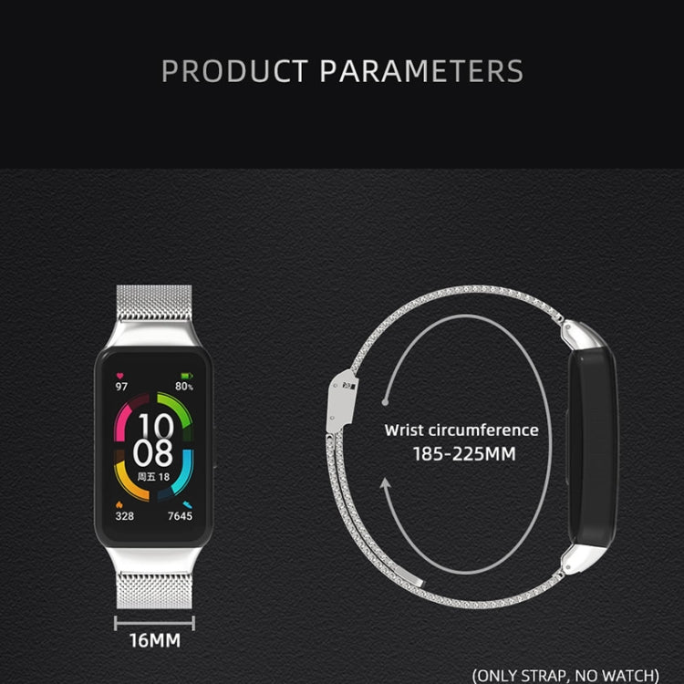 MIJOBS Milan Stainless Steel Magnetic Replacement Strap Watchband, For Huawei Band 6 / Honor Band 6