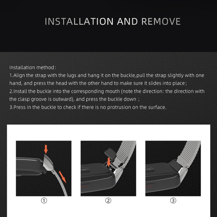 MIJOBS Milan Stainless Steel Magnetic Replacement Strap Watchband, For Huawei Band 6 / Honor Band 6