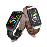 MIJOBS Cowhide Leather Replacement Strap Watchband, For Huawei Band 6 / Honor Band 6