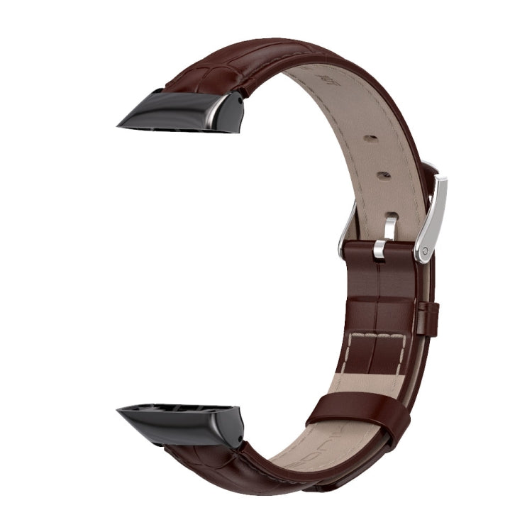 MIJOBS Cowhide Leather Replacement Strap Watchband, For Huawei Band 6 / Honor Band 6