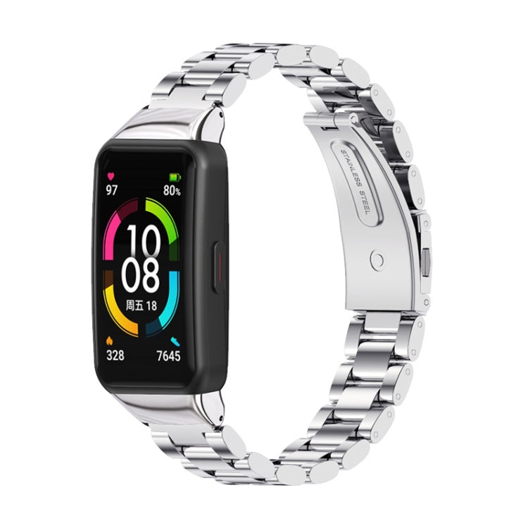 MIJOBS Three Strains Stainless Steel Metal Buckle Replacement Strap Watchband, For Huawei Band 6 / Honor Band 6
