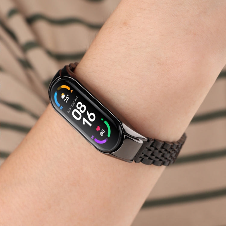 Seven-beads Stainless Steel Replacement Strap Watchband, For Xiaomi Mi Band 6 / 5, For Xiaomi Mi Band 4 / 3