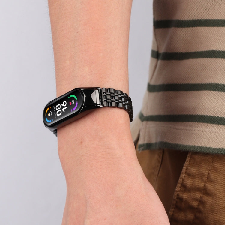 Seven-beads Stainless Steel Replacement Strap Watchband, For Xiaomi Mi Band 6 / 5, For Xiaomi Mi Band 4 / 3