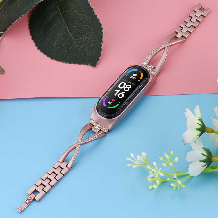 X-shaped Diamond Alloy Replacement Strap Watchband, For Xiaomi Mi Band 6 / 5, For Xiaomi Mi Band 4 / 3