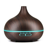 400ml Wood Texture Fragrance Machine Pointed Mouth Humidifier with Colorful LED Light, without Remote Control, with Remote Control