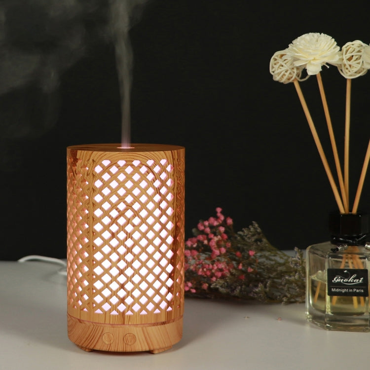 200ml Hollow-out Forest Pattern Wooden Essential Oil Aromatherapy Machine Ultrasonic Humidifier, AU Plug, USB, UK Plug, US Plug USB Light Brown-1