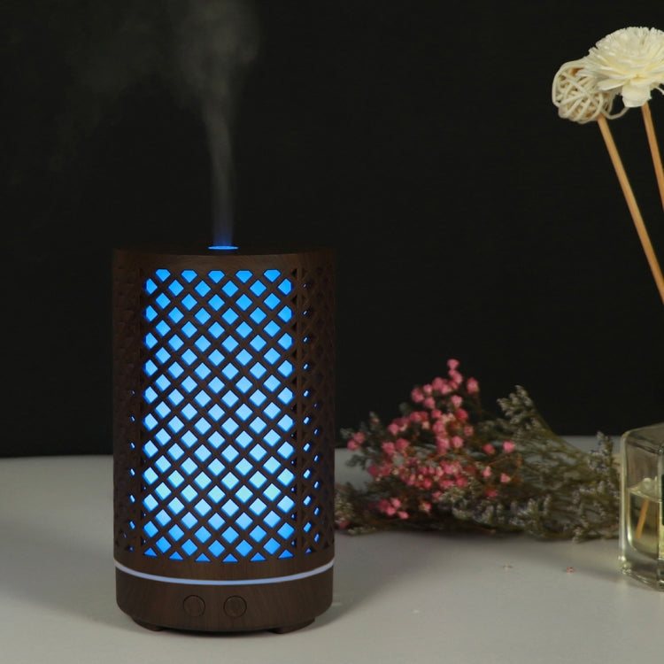 200ml Hollow-out Forest Pattern Wooden Essential Oil Aromatherapy Machine Ultrasonic Humidifier, AU Plug, USB, UK Plug, US Plug USB Dark Brown-1