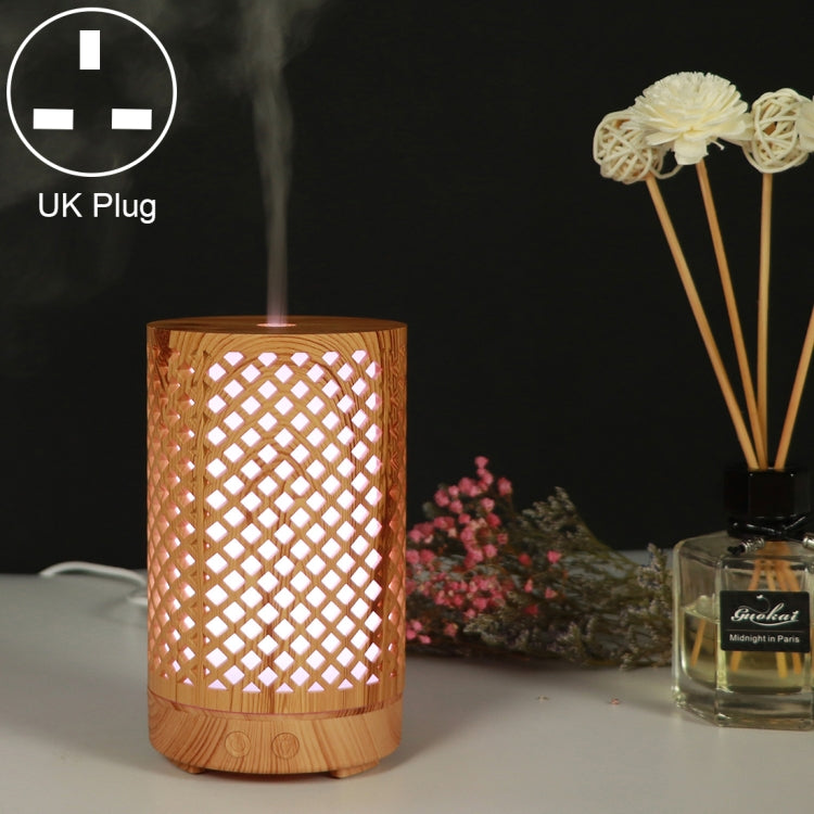 200ml Hollow-out Forest Pattern Wooden Essential Oil Aromatherapy Machine Ultrasonic Humidifier, AU Plug, USB, UK Plug, US Plug UK Plug Light Brown-1
